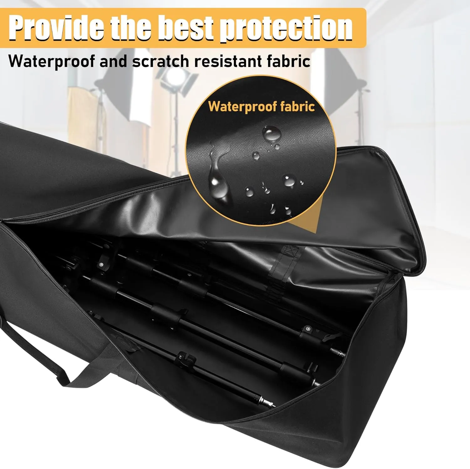 Multifunctional Tripod Bag 40 X 9.5 X 9.5 Inches / 101.5 X 24 X 24 cm Heavy Duty Tripod Carrying Case with Handle for Lights, Speakers, Cameras, Booms, Microphone Stands, Black
