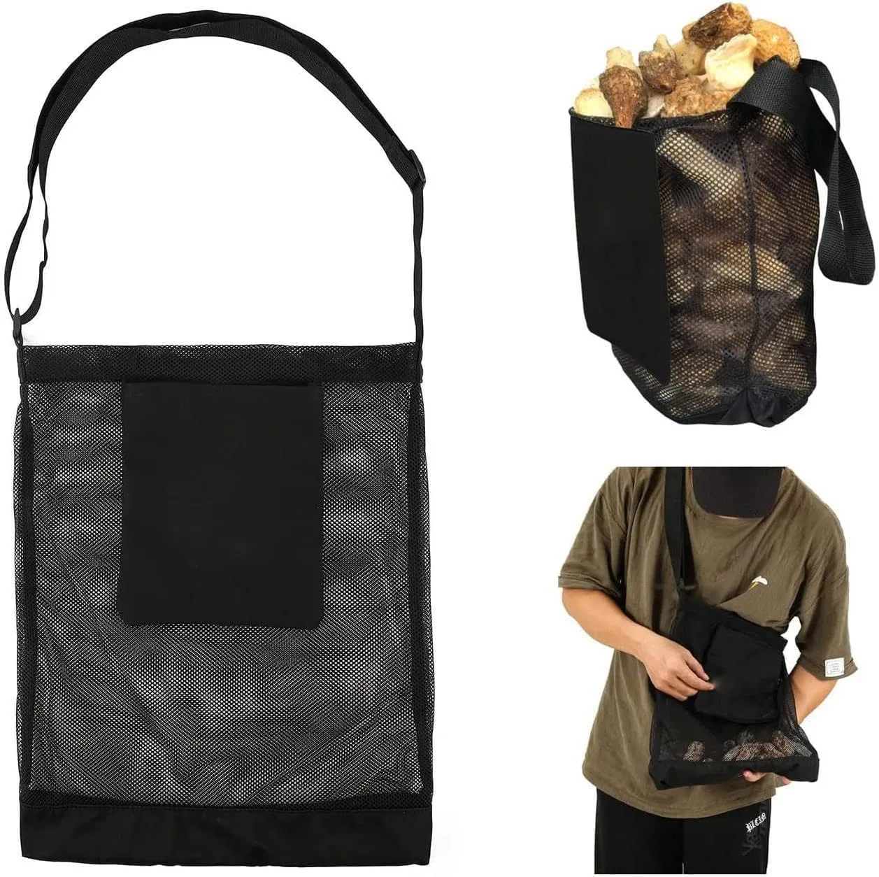 Mushroom Foraging Bag, Set of 2 Mushroom Collecting Tools kit includes 1pc Collapsible Bag, and 1pc Morel Foraging kit, Bushcraft Belt Tool kit for outdoor Picking.(Black, Green)