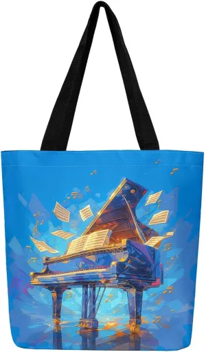 Musical Instruments Shoulder Handbags 19.7x15.7 Inch,Guitar Drum Kit Canvas Tote Bag,Hip Hop Music Travel Bag