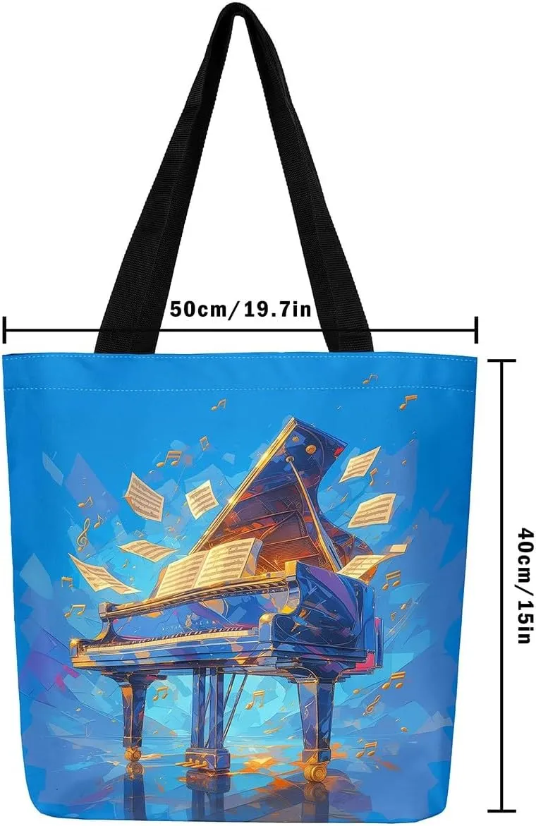 Musical Instruments Shoulder Handbags 19.7x15.7 Inch,Guitar Drum Kit Canvas Tote Bag,Hip Hop Music Travel Bag