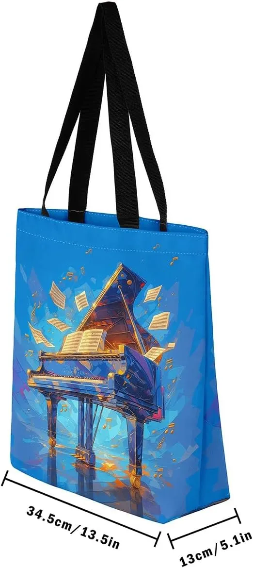Musical Instruments Shoulder Handbags 19.7x15.7 Inch,Guitar Drum Kit Canvas Tote Bag,Hip Hop Music Travel Bag