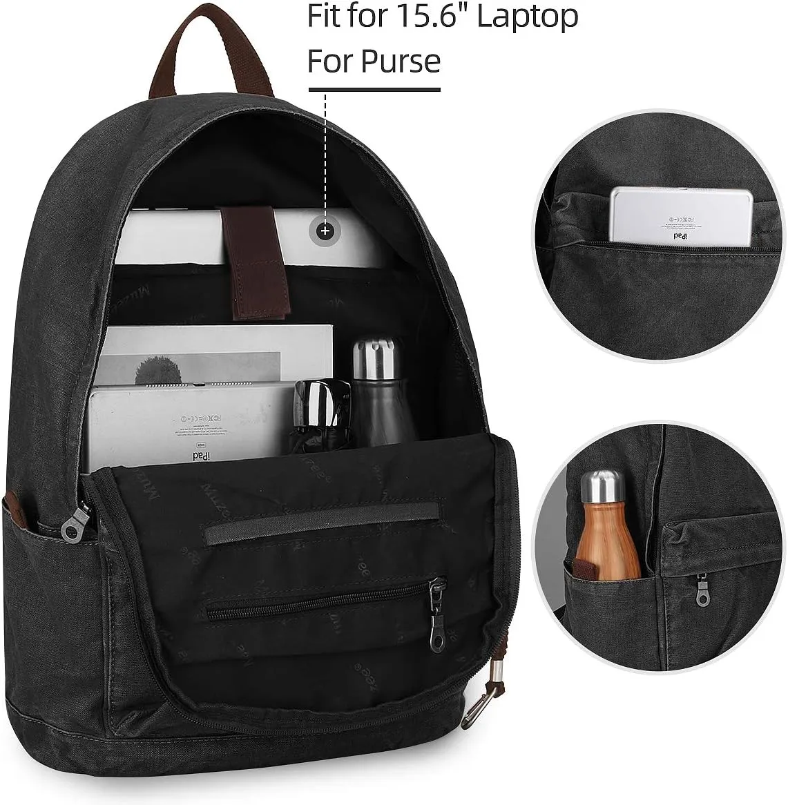 Muzee Canvas Backpack Lightweight Travel Daypack Student Rucksack Laptop Backpack