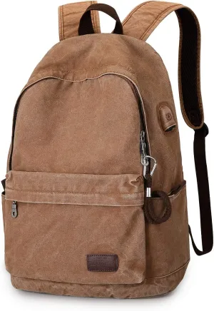 Muzee Canvas Backpack Lightweight Travel Daypack Student Rucksack Laptop Backpack