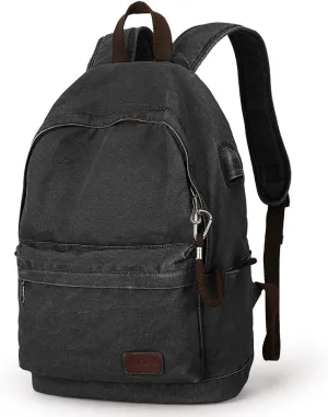 Muzee Canvas Backpack Lightweight Travel Daypack Student Rucksack Laptop Backpack