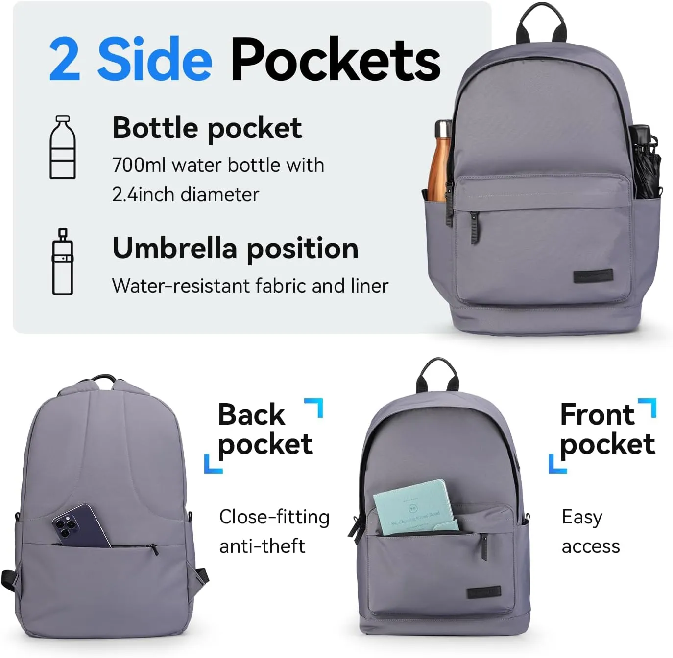 Muzee School Backpack Lightweight Travel Daypack Student Rucksack Laptop Backpack For 15.6 Inch Laptop (new model)
