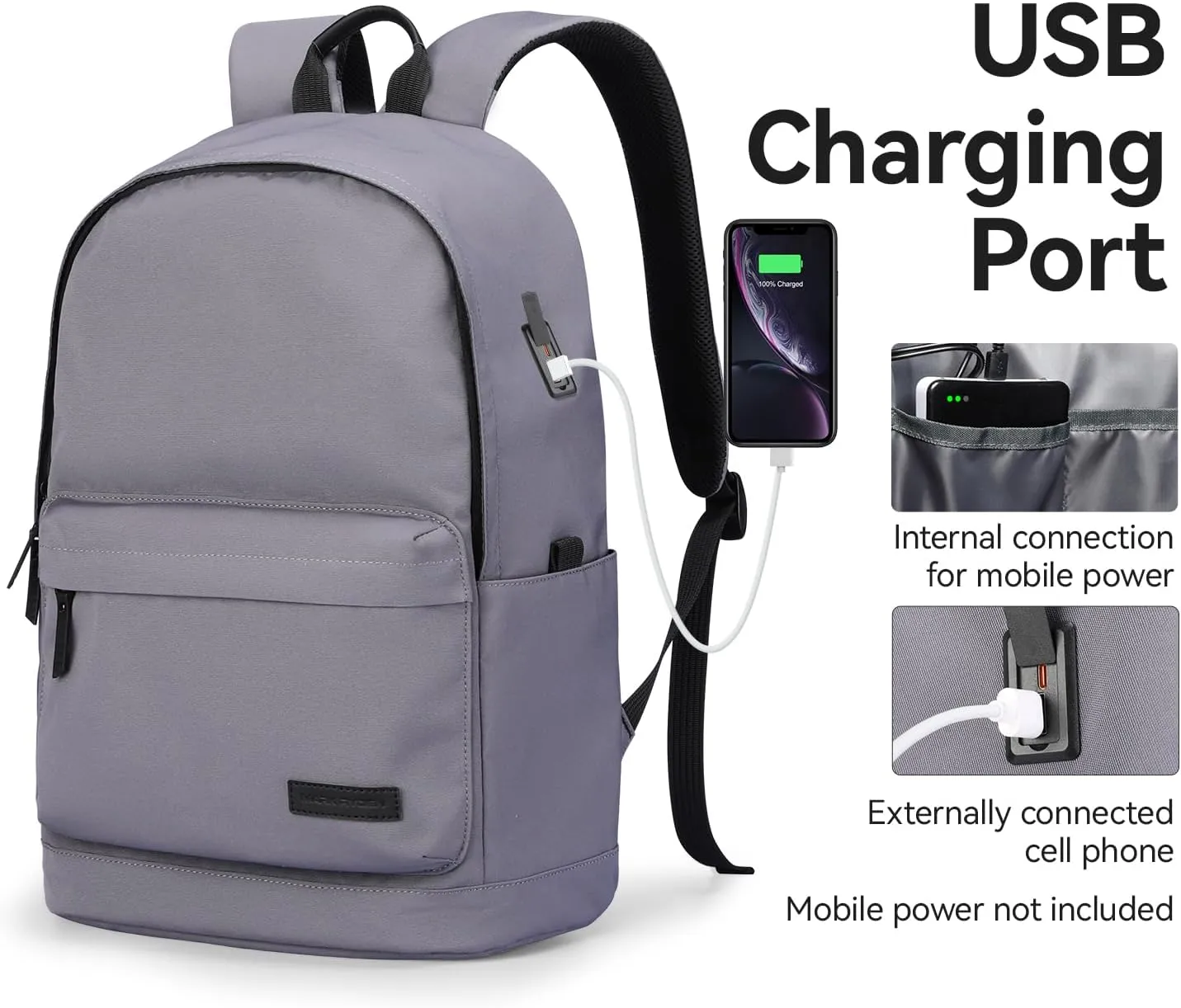 Muzee School Backpack Lightweight Travel Daypack Student Rucksack Laptop Backpack For 15.6 Inch Laptop (new model)