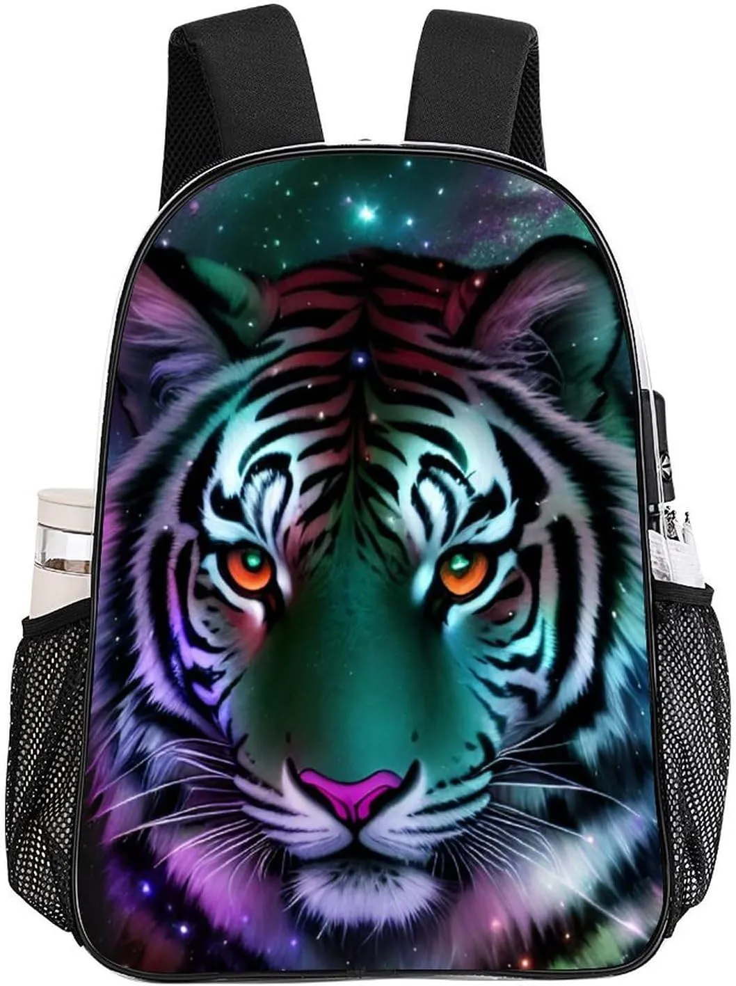 Mystic Fantasy Galaxy Sky Fantasy Wild Animals Tiger Art Rucksack Transparent Anti-Theft Multipurpose Carry On Bag Large Capacity Travel and Sport Backpack Rucksack With Smooth Zippers