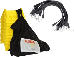 Mytee Products Corner Protector & Tarps Bungee Straps Kit - 20 Pack Yellow 4" Corner Protector & 50 Pack 21" EPDM Tarp Bungee Straps with Carrying Bag