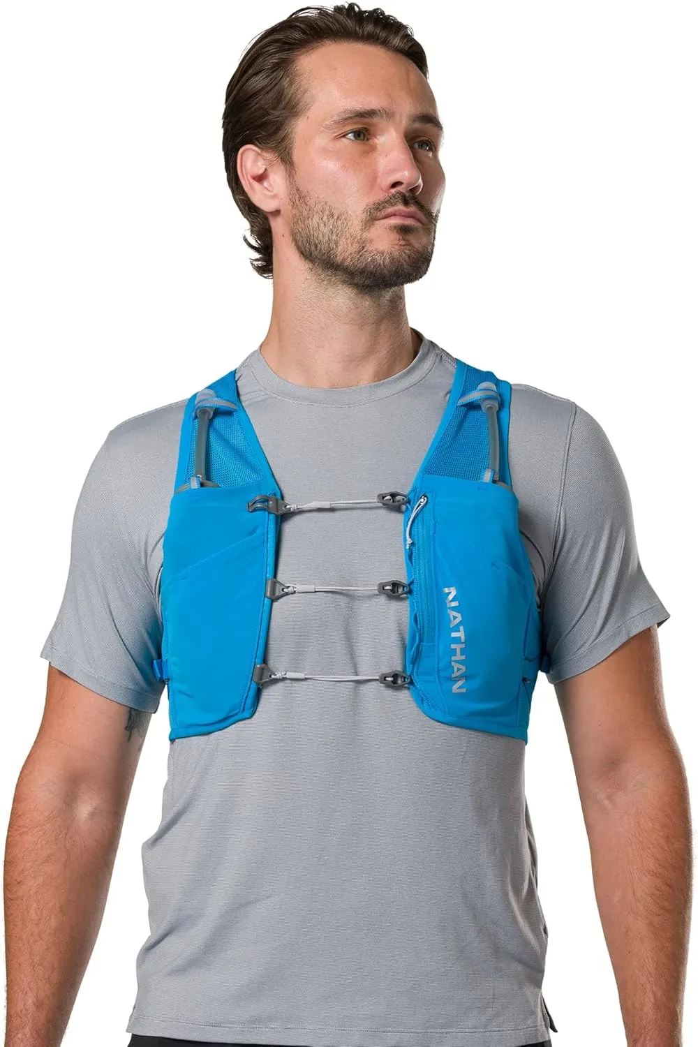 Nathan Hydration Vest - Lightweight, Quick-Fit Fix, Reflective, 4L Storage, Six Pockets, Two 14oz Flasks, Pinnacle Breeze