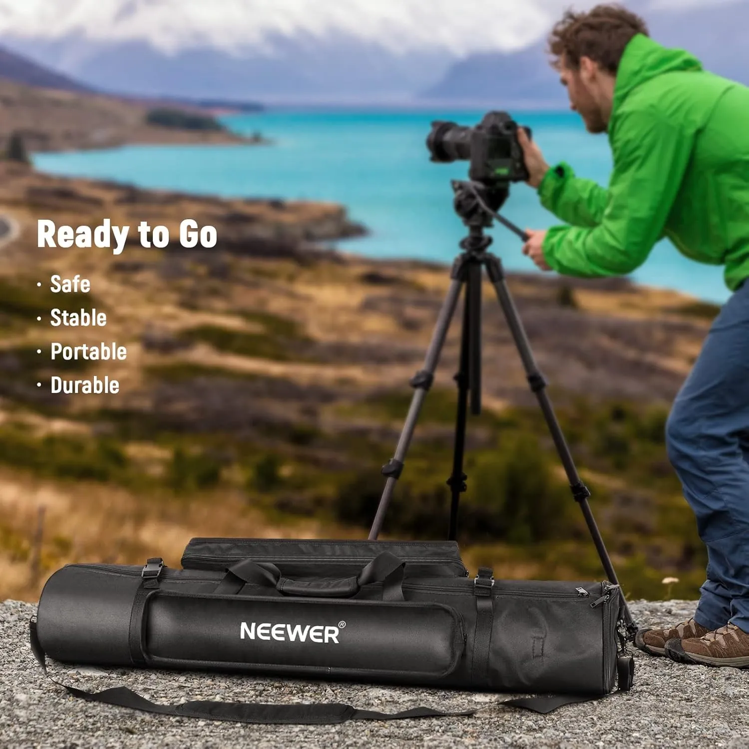 Neewer Tripod Carrying Case, Heavy Duty Waterproof Nylon Bag with Handles & Shoulder Straps, Compact Case with Full Length Zippered Closure, External Pocket for Light Stand/Boom Stand/Tripod