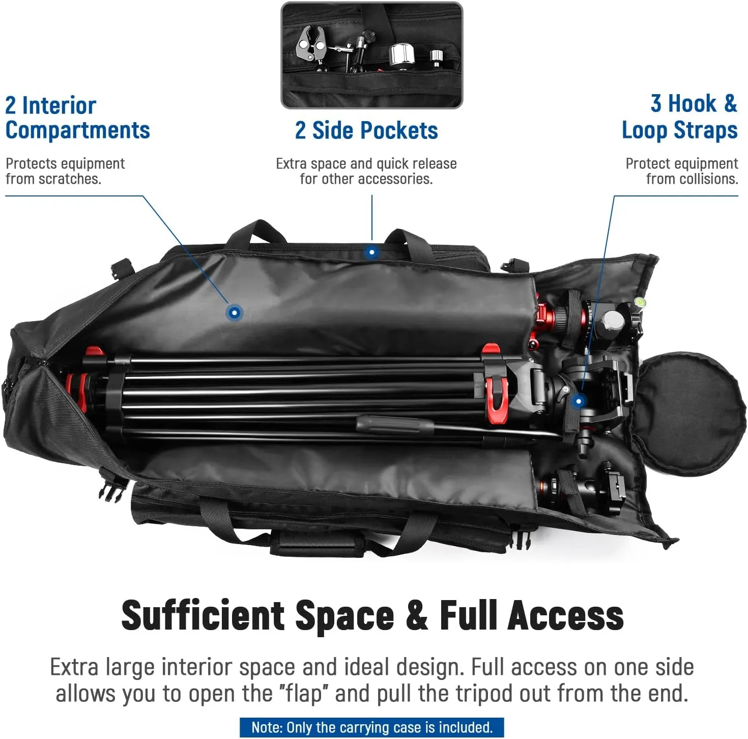 Neewer Tripod Carrying Case, Heavy Duty Waterproof Nylon Bag with Handles & Shoulder Straps, Compact Case with Full Length Zippered Closure, External Pocket for Light Stand/Boom Stand/Tripod