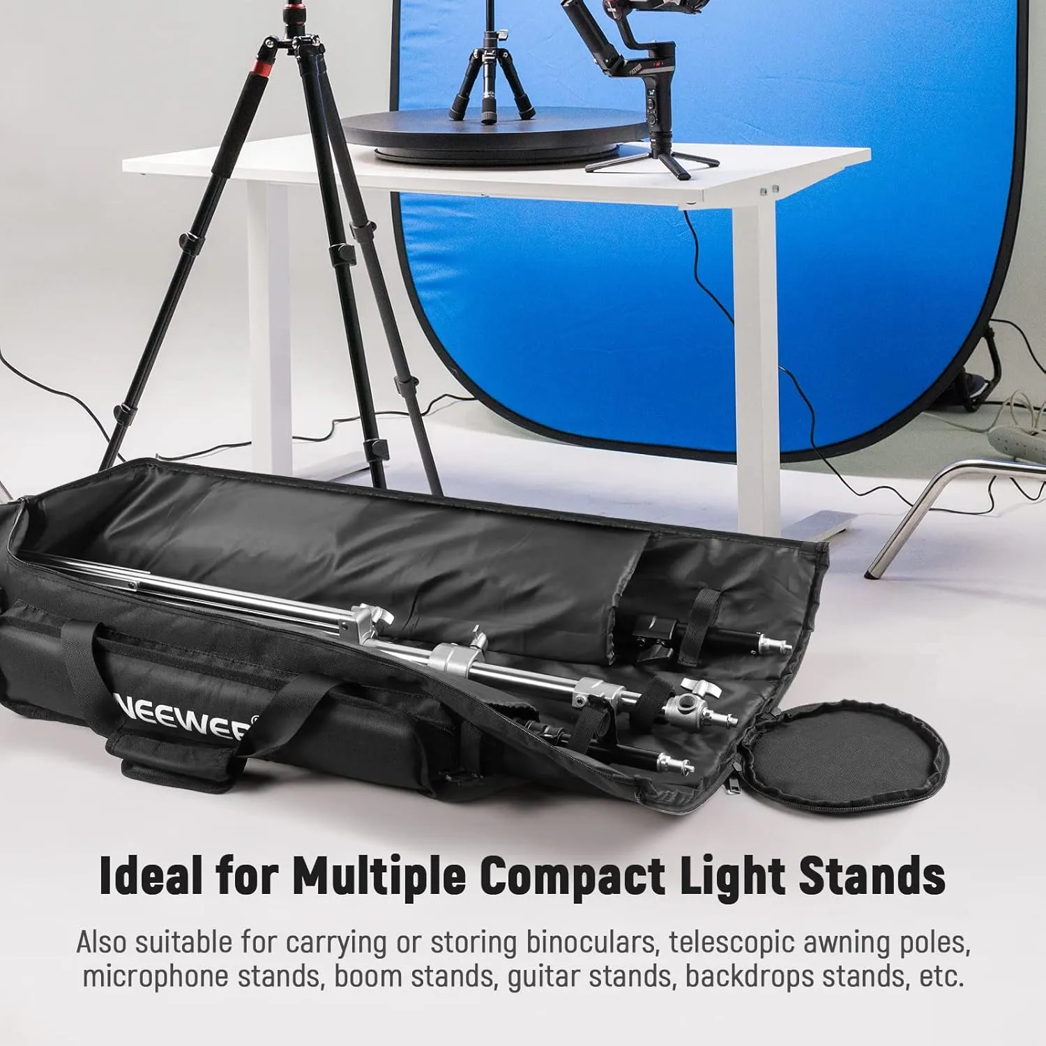 Neewer Tripod Carrying Case, Heavy Duty Waterproof Nylon Bag with Handles & Shoulder Straps, Compact Case with Full Length Zippered Closure, External Pocket for Light Stand/Boom Stand/Tripod