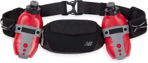 New Balance Dual Hydration Pack - Two 10 oz. Water Bottles with Adjustable Belt and Zippered Pockets - Reflective Details for Visibility - Water Pack for Running, Walking, Jogging, and Camping