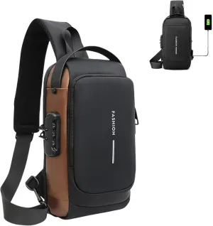 New Carbon Fiber Streamline Anti-Theft Sling Bag, Usb Charging Sport Sling Bag for Travel Gym Sports (Black B)