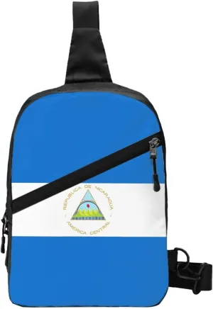 Nicaragua Flag Crossbody Bag Portable Sling Bags Foldable Chest Daypack Reusable Sports Shoulder Backpack Diagonally Casual Rucksack Travel Bag
