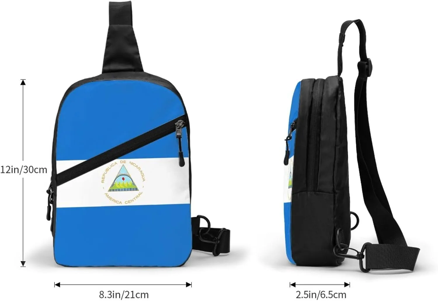 Nicaragua Flag Crossbody Bag Portable Sling Bags Foldable Chest Daypack Reusable Sports Shoulder Backpack Diagonally Casual Rucksack Travel Bag