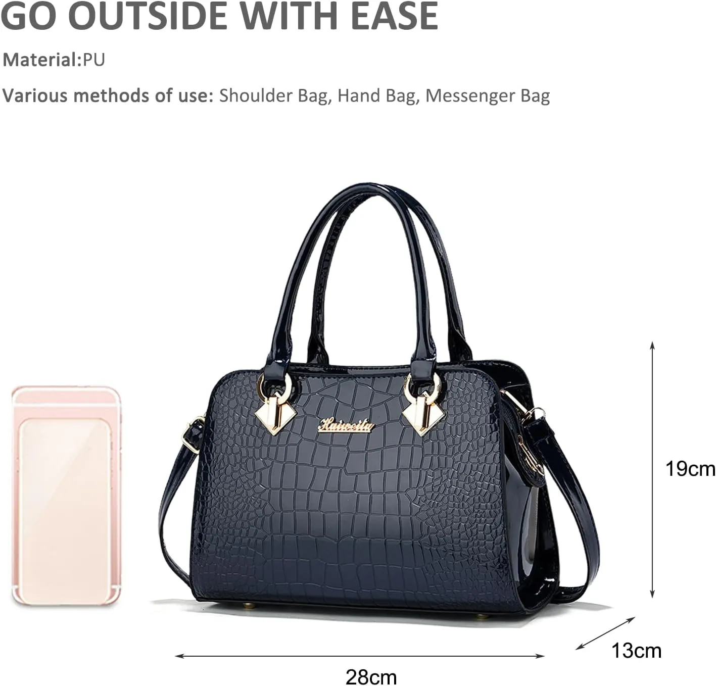 NICOLE & DORIS Ladies Medium Handbags Top Handle Bag Patent Leather Shoulder BagWaterproof Tote Bag