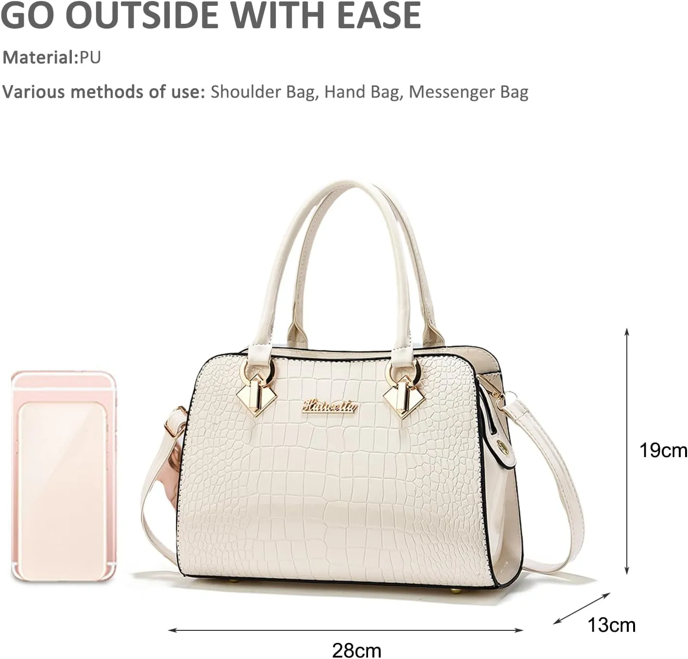 NICOLE & DORIS Ladies Medium Handbags Top Handle Bag Patent Leather Shoulder BagWaterproof Tote Bag
