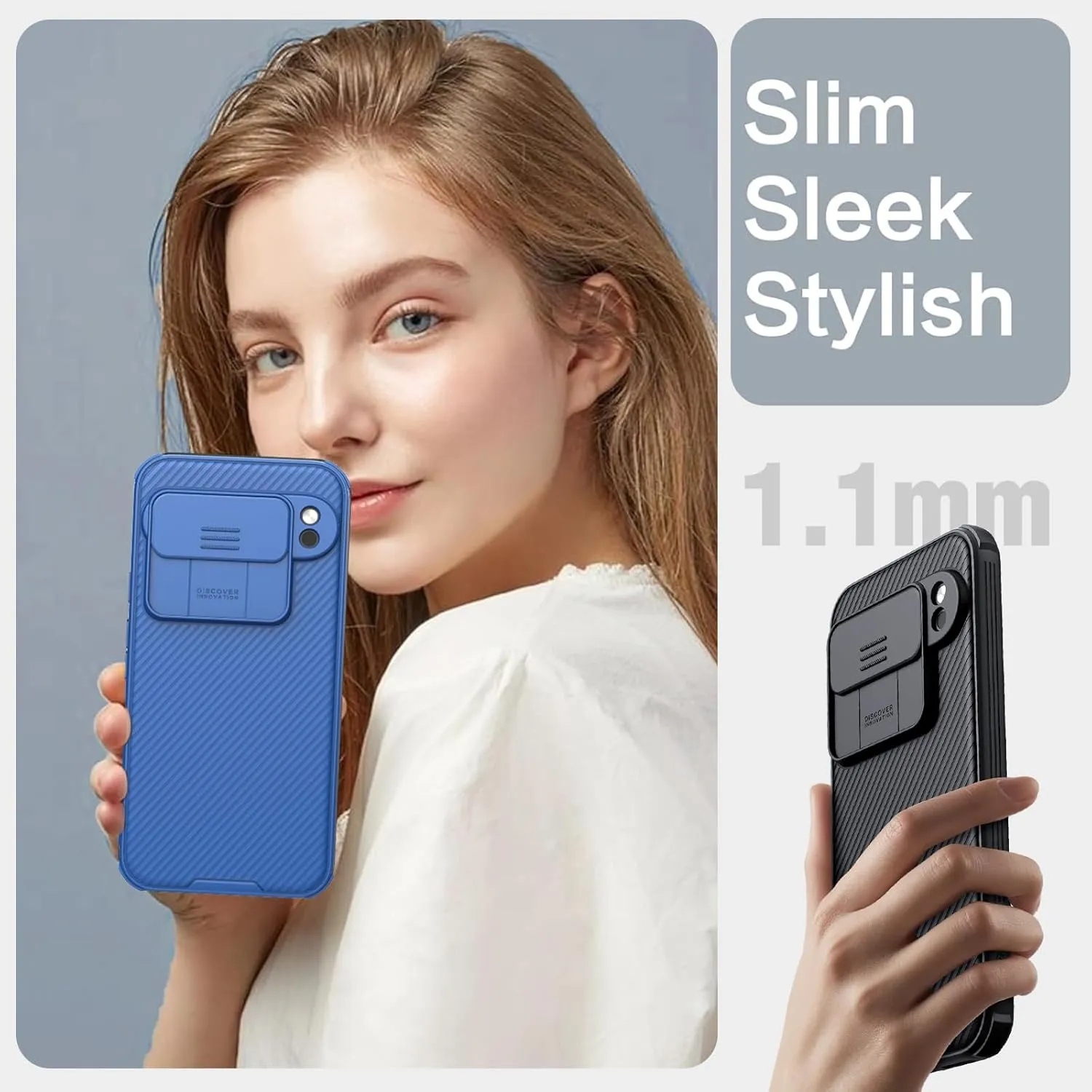 Nillkin Designed for Google Pixel 9 Pro XL Case with Slide Camera Cover, [Anti-Scratch] Hard PC & TPU Slim Shockproof Protective Phone Case for Google Pixel 9 Pro XL 6.9'' Blue