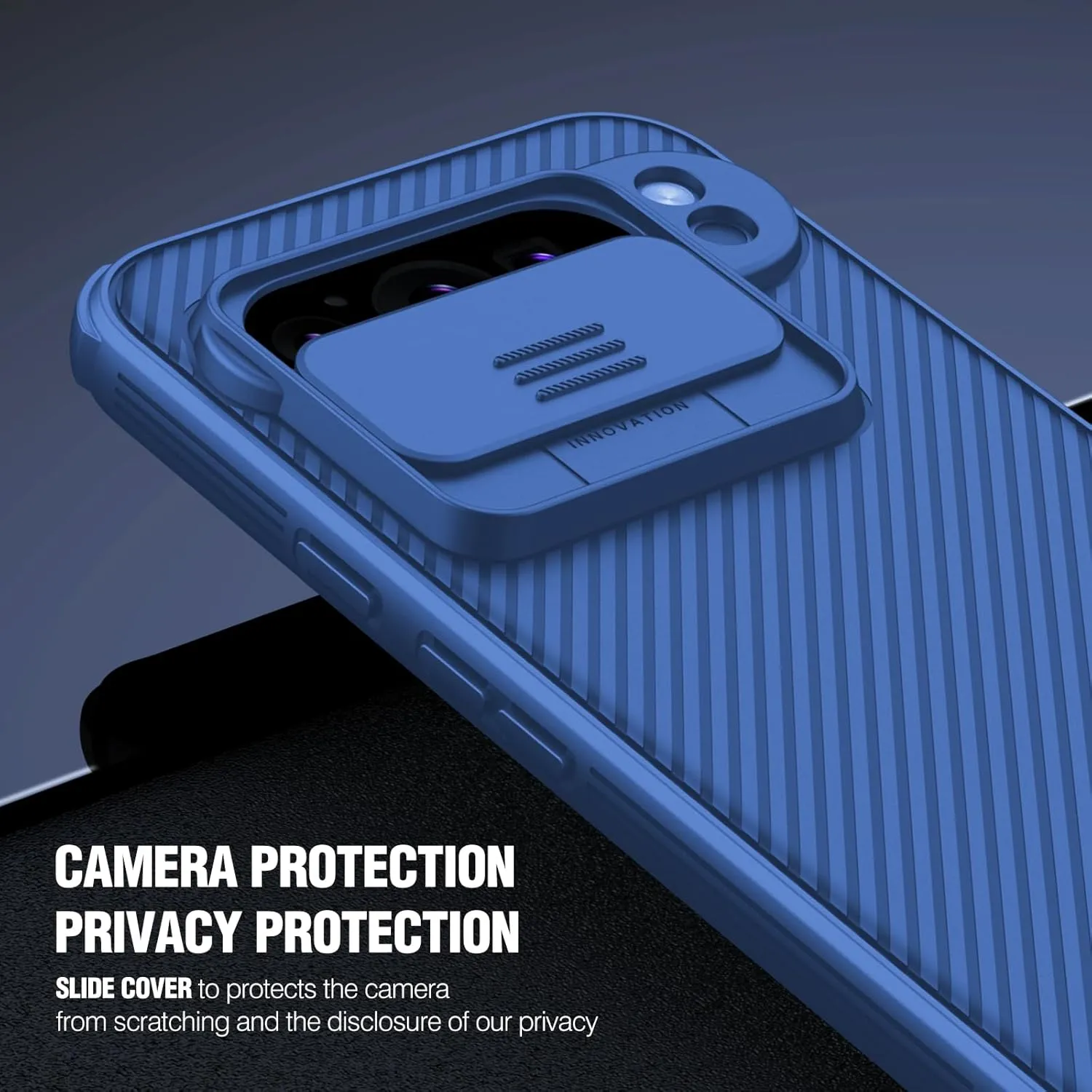 Nillkin Designed for Google Pixel 9 Pro XL Case with Slide Camera Cover, [Anti-Scratch] Hard PC & TPU Slim Shockproof Protective Phone Case for Google Pixel 9 Pro XL 6.9'' Blue