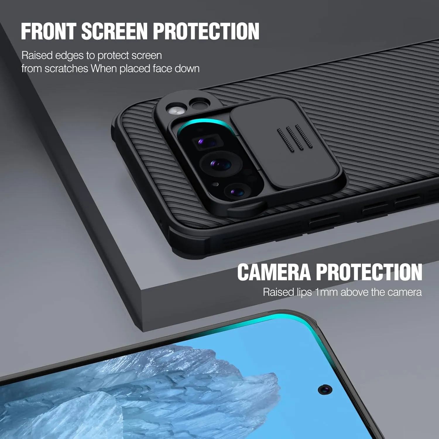 Nillkin Designed for Google Pixel 9 Pro XL Case with Slide Camera Cover, [Anti-Scratch] Hard PC & TPU Slim Shockproof Protective Phone Case for Google Pixel 9 Pro XL 6.9'' Blue