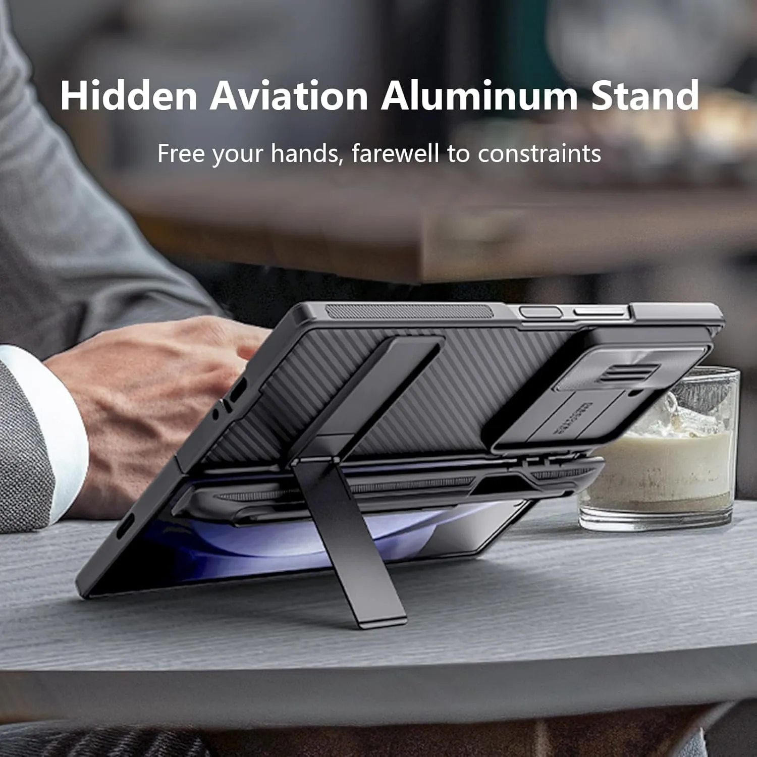 Nillkin for Galaxy Z Fold 6 Case with S Pen Holder, Built-in Screen Protecter & Slide Lens Cover & Metal Kickstand & Hinge Protection Full Shockproof Thin Slim Phone Cover for Samsung Fold 6, Black