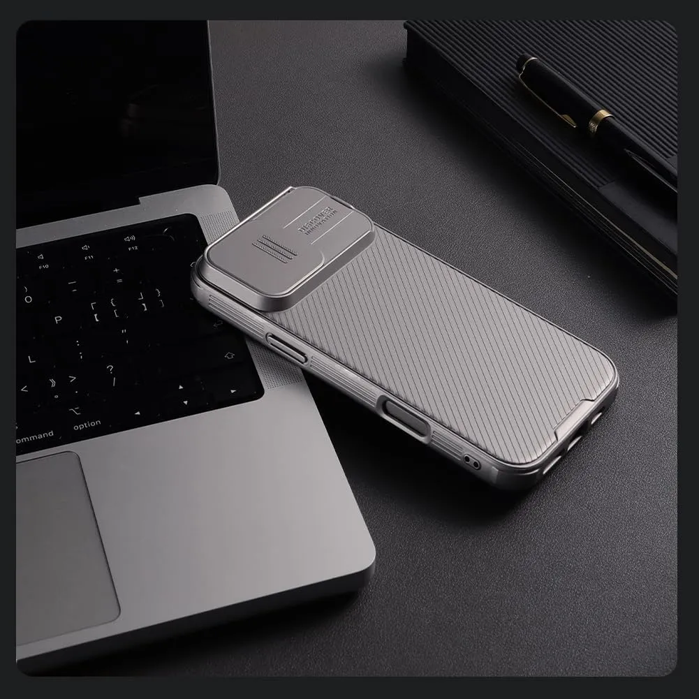 Nillkin for iPhone 16 Pro Case with Slide Camera Cover, [Upgraded Camera Lens Protection] Slim Shockproof Protective Phone Case for iPhone 16 Pro 6.3 inch, Gray Titanium