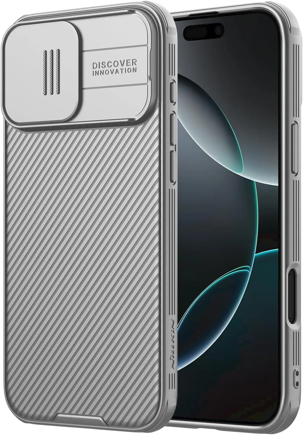 Nillkin for iPhone 16 Pro Case with Slide Camera Cover, [Upgraded Camera Lens Protection] Slim Shockproof Protective Phone Case for iPhone 16 Pro 6.3 inch, Gray Titanium