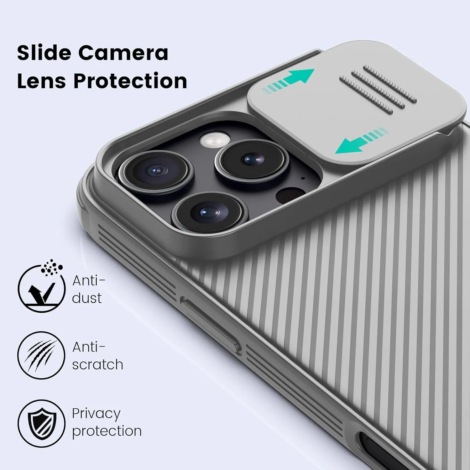 Nillkin for iPhone 16 Pro Case with Slide Camera Cover, [Upgraded Camera Lens Protection] Slim Shockproof Protective Phone Case for iPhone 16 Pro 6.3 inch, Gray Titanium