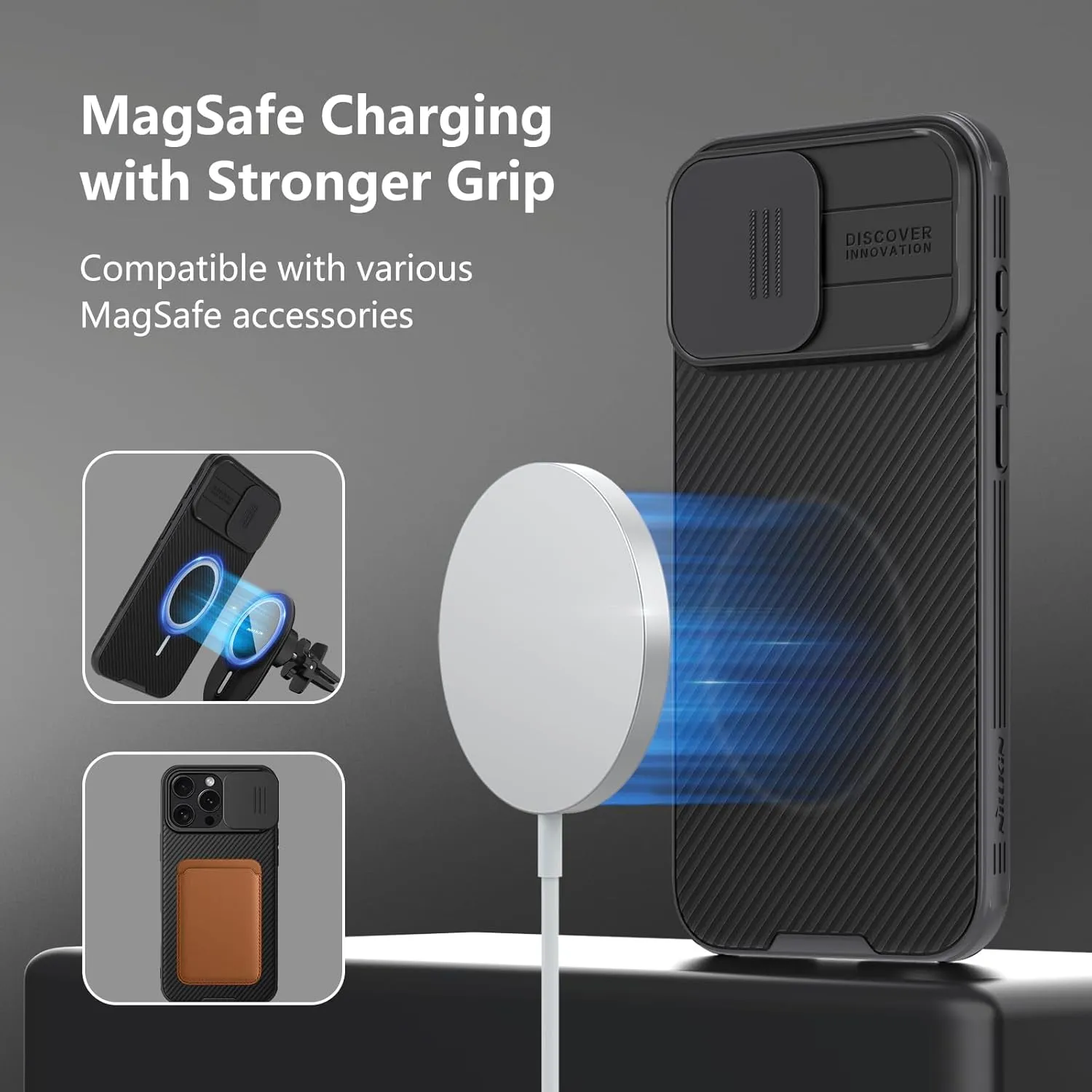 Nillkin for iPhone 16 Pro Max Case Magsafe with Slide Camera Cover, Slim Light & Anti-Slip & Drop Protection 16 Pro Max Privacy Case, Shockproof Magnetic Phone Case for iPhone 16 Pro Max 6.9'', Blue