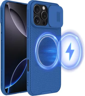 Nillkin for iPhone 16 Pro Max Case Magsafe with Slide Camera Cover, Slim Light & Anti-Slip & Drop Protection 16 Pro Max Privacy Case, Shockproof Magnetic Phone Case for iPhone 16 Pro Max 6.9'', Blue