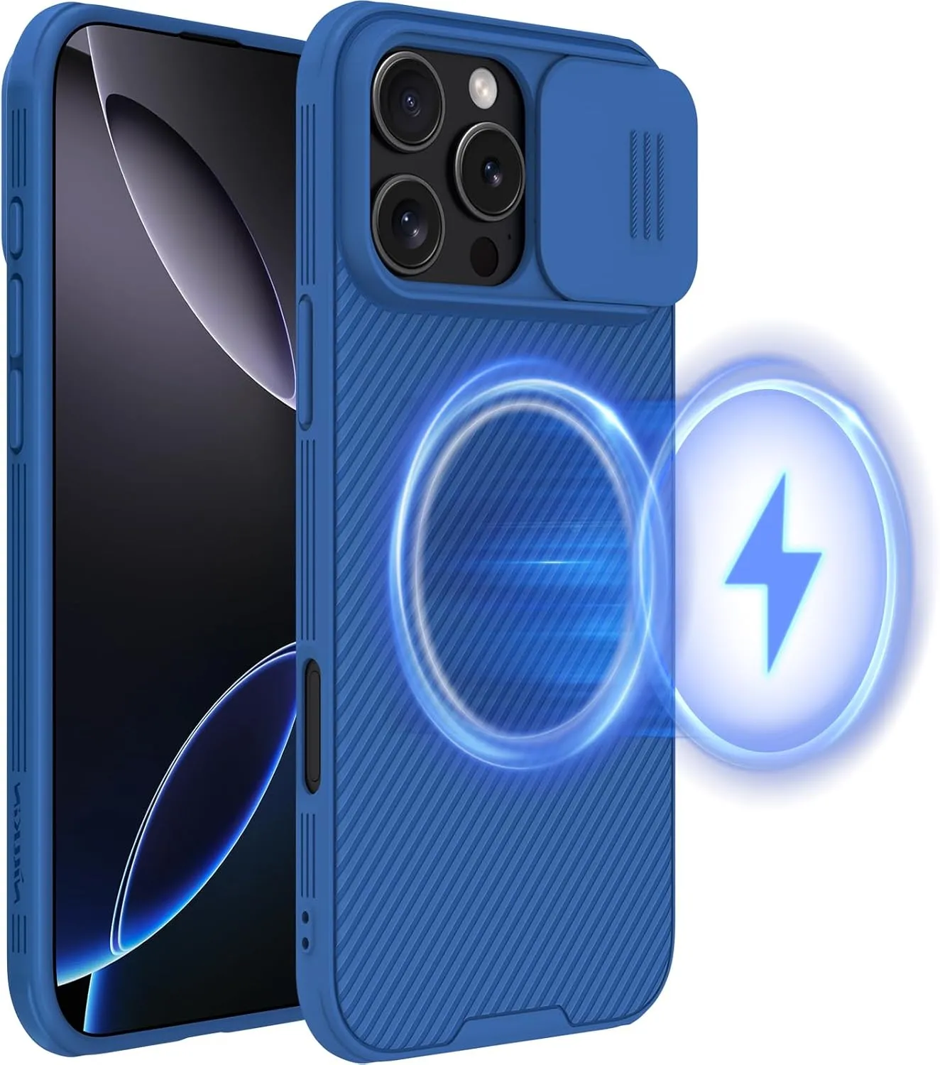 Nillkin for iPhone 16 Pro Max Case Magsafe with Slide Camera Cover, Slim Light & Anti-Slip & Drop Protection 16 Pro Max Privacy Case, Shockproof Magnetic Phone Case for iPhone 16 Pro Max 6.9'', Blue