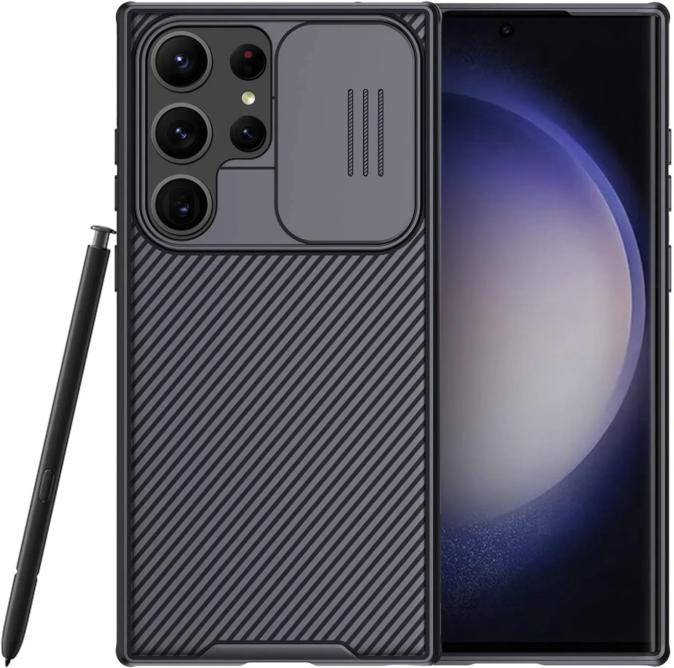 Nillkin Galaxy S23 Ultra Case with Camera Cover, CamShield Pro for Samsung S23 Ultra Case, Slim Fit Thin Shockproof Cover for Samsung Galaxy S23 Ultra 5G 2023 (Classic Black)