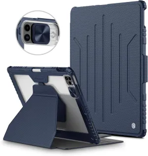 Nillkin iPad Air 13 inch Case(M2, 2024), iPad Pro 12.9 Case2022/2021(6th/5th Gen), Detachable Cover and Magnetic Back for Friger & Desk, Multiple Angle Shockproof Rugged Case with Camera Cover, Blue