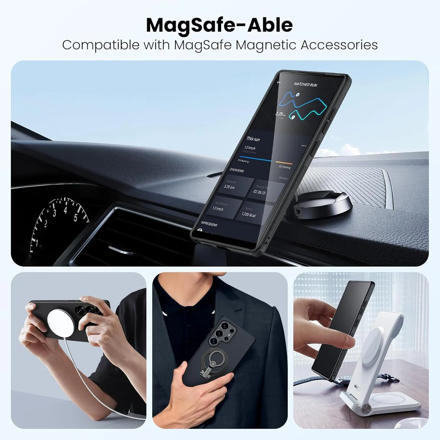 Nillkin Magnetic Shockproof for Samsung Galaxy S25 Ultra Case Magsafe, [Military-Grade Protection] [Anti-Scratch & Slip] [Compatible with MagSafe] Slim Case for Galaxy S25 Ultra Case Magsafe, Black