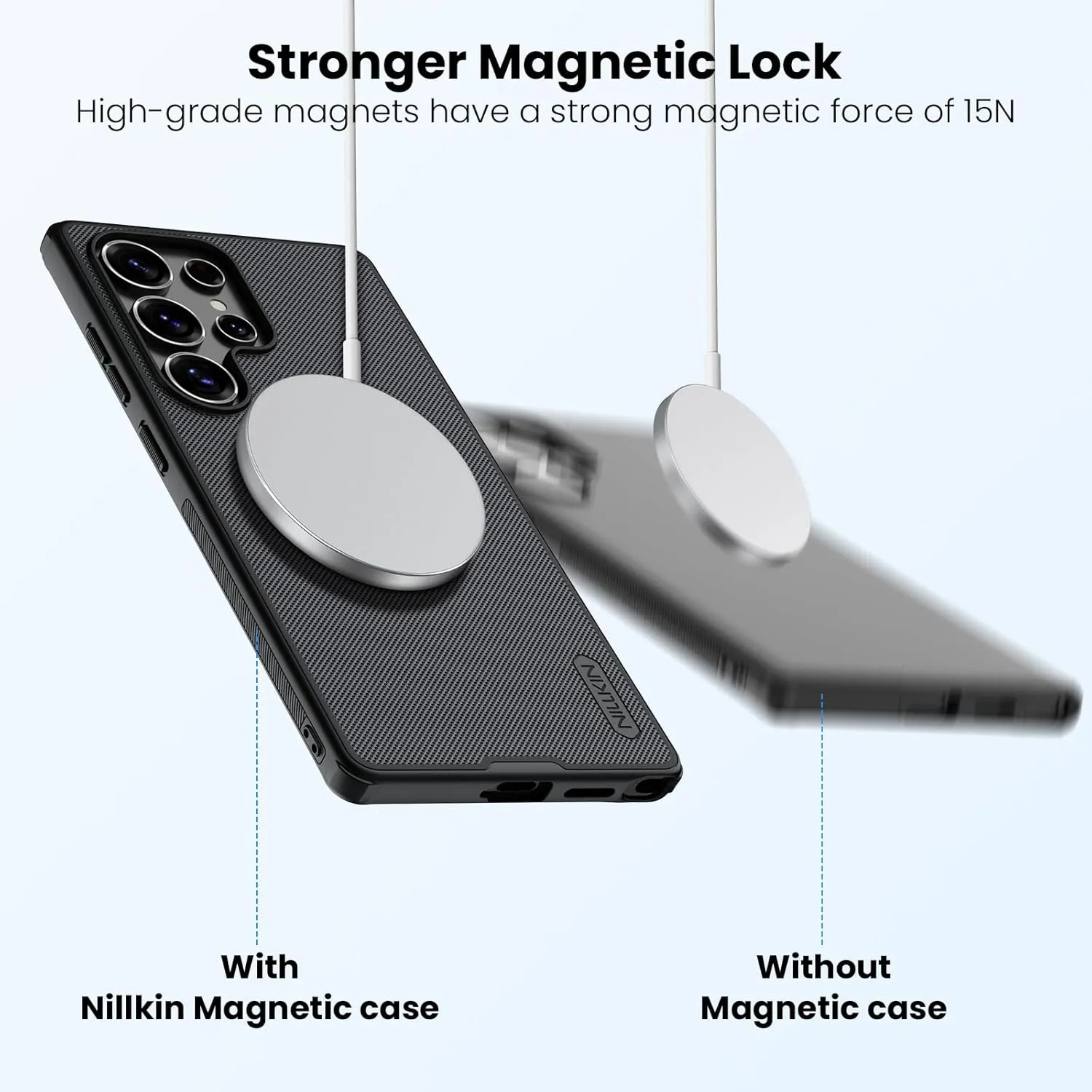 Nillkin Magnetic Shockproof for Samsung Galaxy S25 Ultra Case Magsafe, [Military-Grade Protection] [Anti-Scratch & Slip] [Compatible with MagSafe] Slim Case for Galaxy S25 Ultra Case Magsafe, Black
