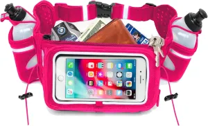 No.1 Hydration Belt by Runtasty - Premium Running Fuel Belt w/2 BPA-Free 10 oz Water Bottles, Tilt-Up Pocket w/Touchscreen-Ready Cover - Fits All iPhones, Runners Ebook & No-Bounce Design