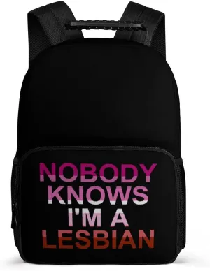 Nobody Knows I'm A Lesbian Travel Backpack 16 in Laptop Bag Lightweight Rucksack Business Daypack for Work Office