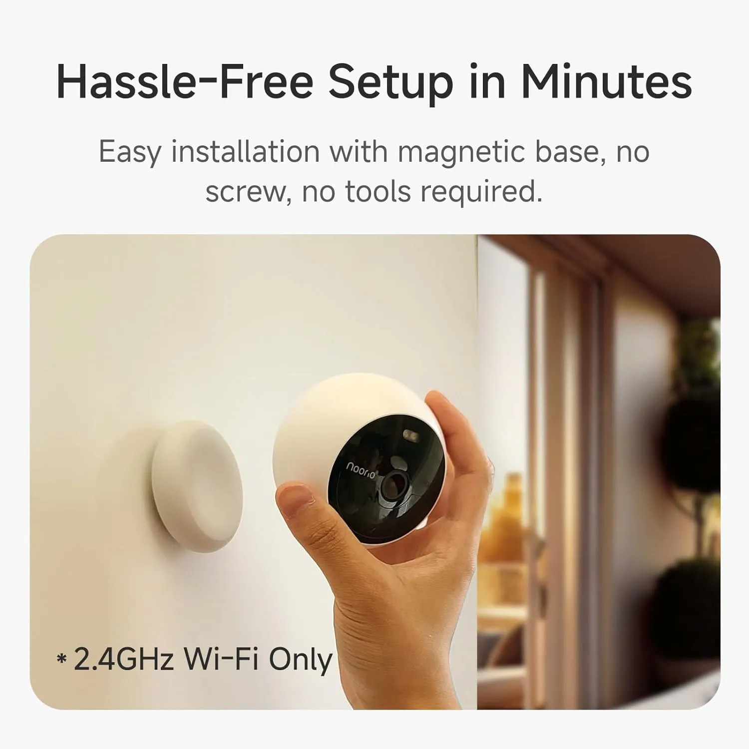 Noorio Security Cameras Wireless Outdoor/Indoor Magnetic, Cameras for Home Security Battery Powered, 1080P AI Motion Detection 2.4G WiFi Security Camera Outdoor, 8GB Free Local Storage MagCam, B200-SE