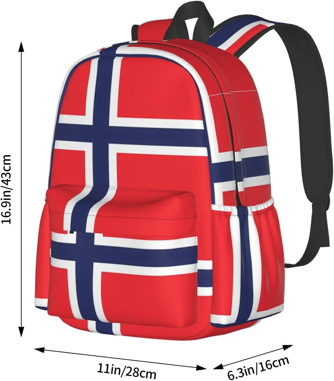Norway Norwegian Flag Laptop Commuter Backpack Shoulder Bag Casual Back Pack Daypack Bags With Side Pockets For Work Travel Daily Use