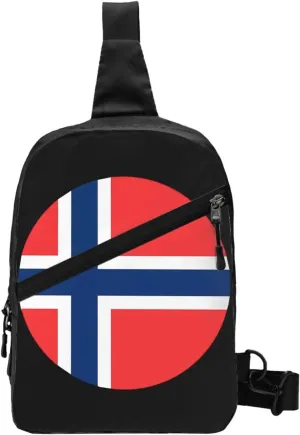 Norway Norwegian Flag Round Crossbody Bag Portable Sling Bags Foldable Chest Daypack Reusable Sports Shoulder Backpack Diagonally Casual Rucksack Travel Bag