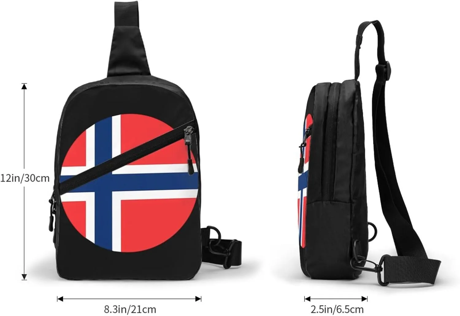 Norway Norwegian Flag Round Crossbody Bag Portable Sling Bags Foldable Chest Daypack Reusable Sports Shoulder Backpack Diagonally Casual Rucksack Travel Bag