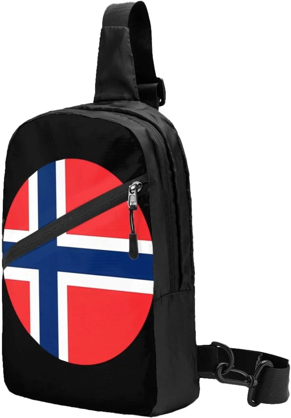 Norway Norwegian Flag Round Crossbody Bag Portable Sling Bags Foldable Chest Daypack Reusable Sports Shoulder Backpack Diagonally Casual Rucksack Travel Bag
