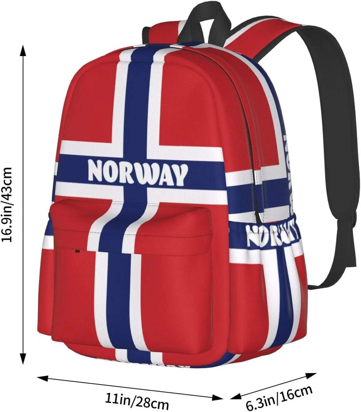 Norwegian Norway Flag Laptop Commuter Backpack Shoulder Bag Casual Back Pack Daypack Bags With Side Pockets For Work Travel Daily Use