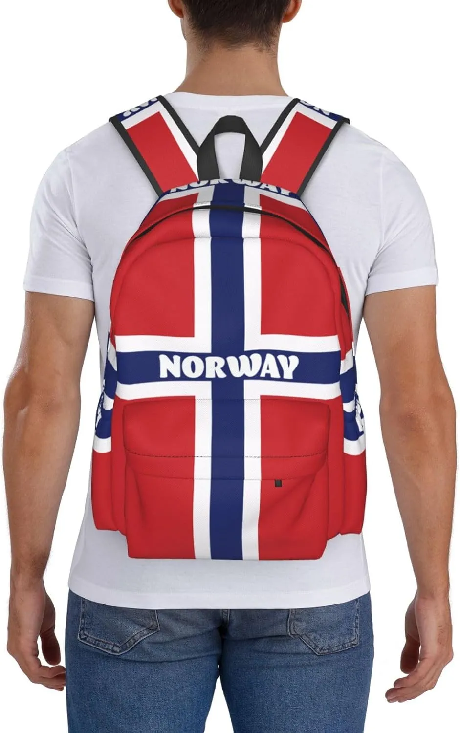 Norwegian Norway Flag Laptop Commuter Backpack Shoulder Bag Casual Back Pack Daypack Bags With Side Pockets For Work Travel Daily Use