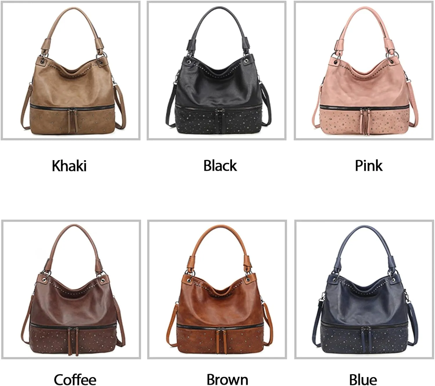 NOTAG Handbags for Women Fashion Purses and Handbags PU Leather Rivet Shoulder Crossbody Bags
