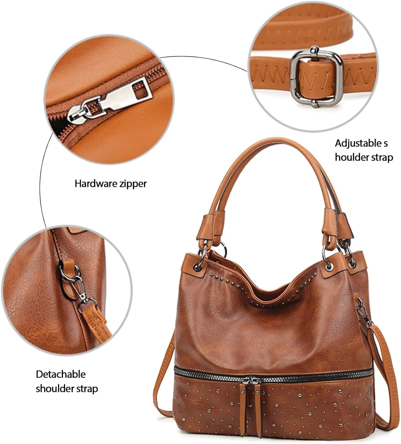 NOTAG Handbags for Women Fashion Purses and Handbags PU Leather Rivet Shoulder Crossbody Bags