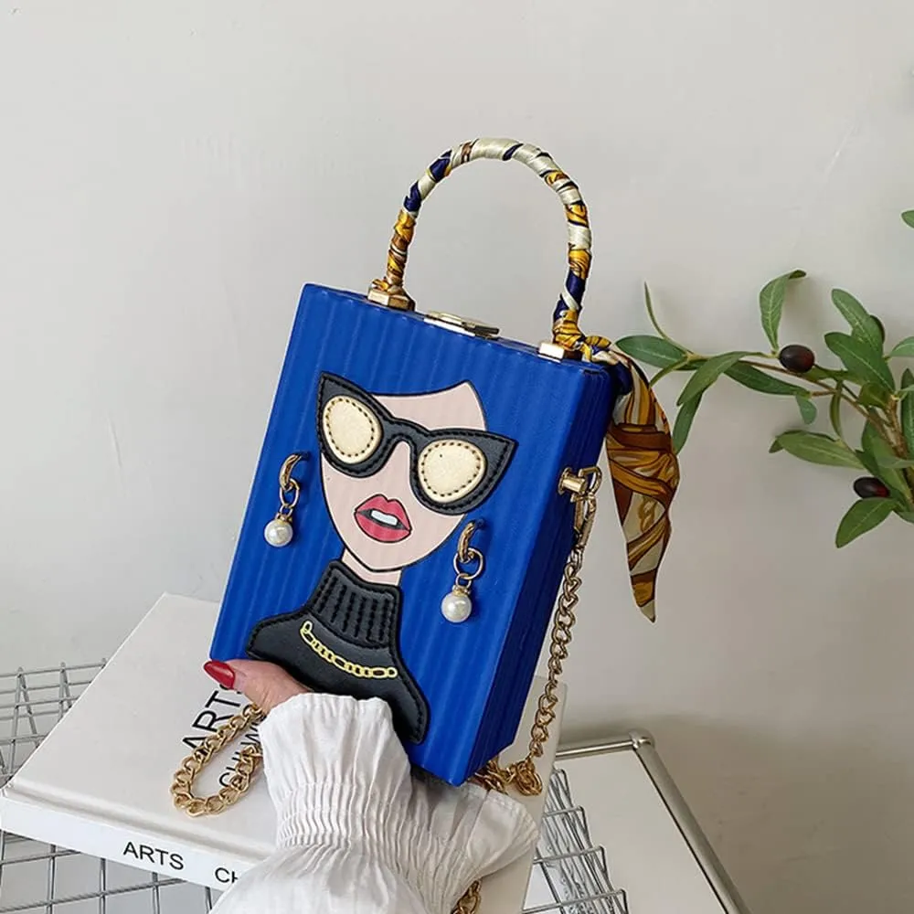 Novelty Unique 3D Lady Face PU Leather Top Handle Satchel Handbags for Women Funky Tote Purse Hobo Crossbody Shoulder bags