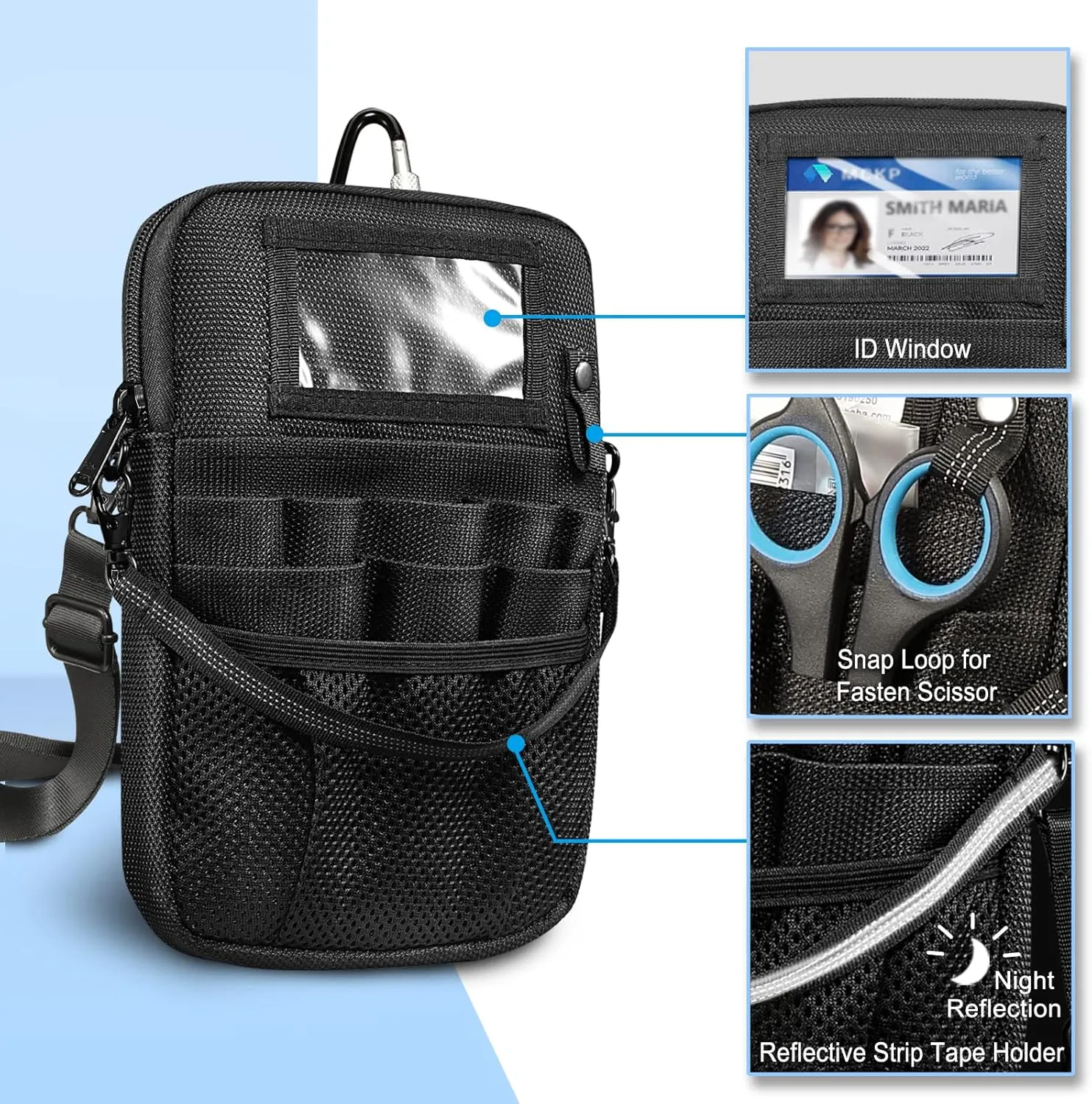 Nurse Fanny Pack with Tape Holder, SITHON Multi Compartment Medical Gear Pocket Belt Bag Nursing Organizer Pouch | Utility Waist Pack for Stethoscopes, Bandage Scissors Other Medical Supplies, Black