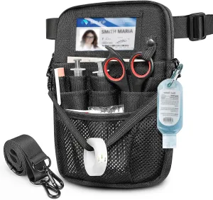 Nurse Fanny Pack with Tape Holder, SITHON Multi Compartment Medical Gear Pocket Belt Bag Nursing Organizer Pouch | Utility Waist Pack for Stethoscopes, Bandage Scissors Other Medical Supplies, Black